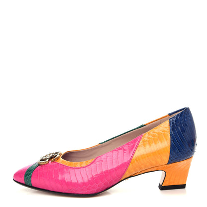 Gucci Snakeskin Crystal Double G Pumps 36.5 Multicolor 1 of 10