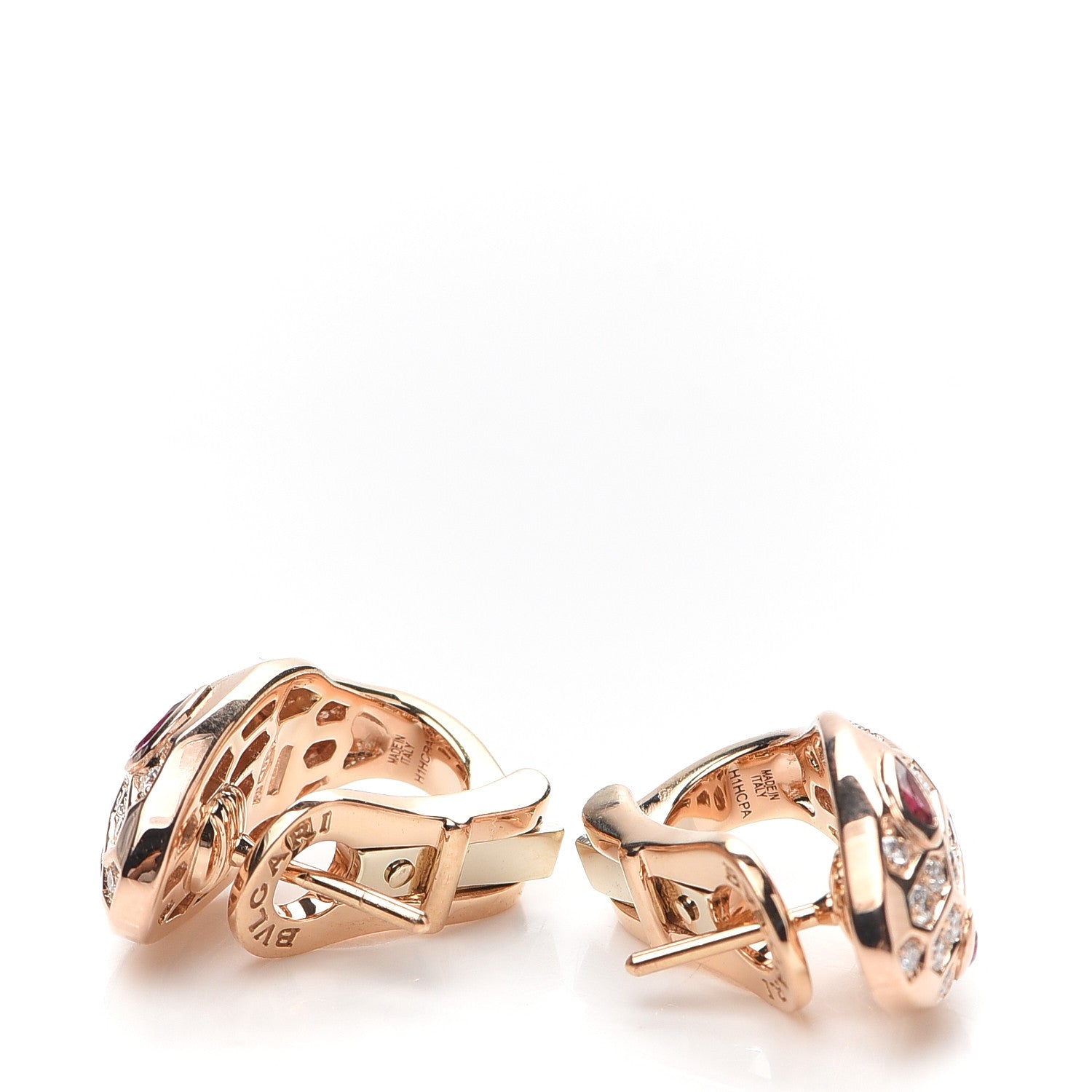 Bulgari 18K Rose Gold Diamond Tourmaline Serpenti Seduttori Earrings 3 of 6