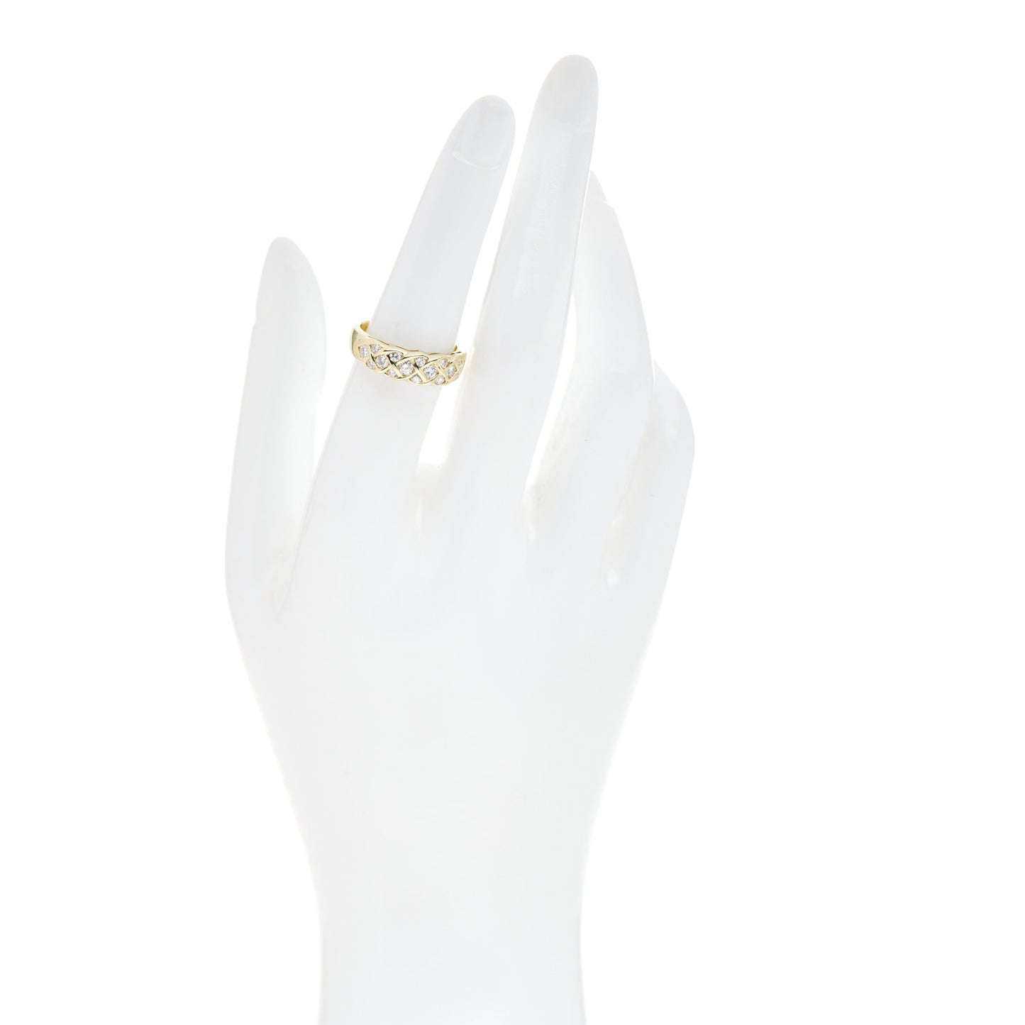 18K Yellow Gold Diamond Woven Band Ring 53 6.5