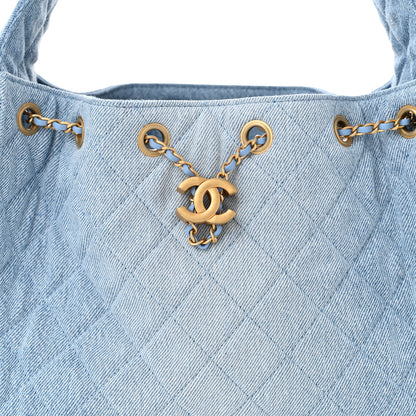 Chanel Washed Denim Quilted Small Chanel 25 Handbag Blue 8 of 10