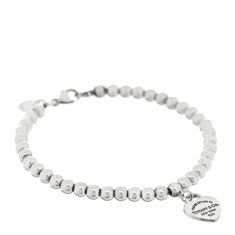 Sterling Silver 4mm Return To Tiffany Heart Tag Bead Bracelet