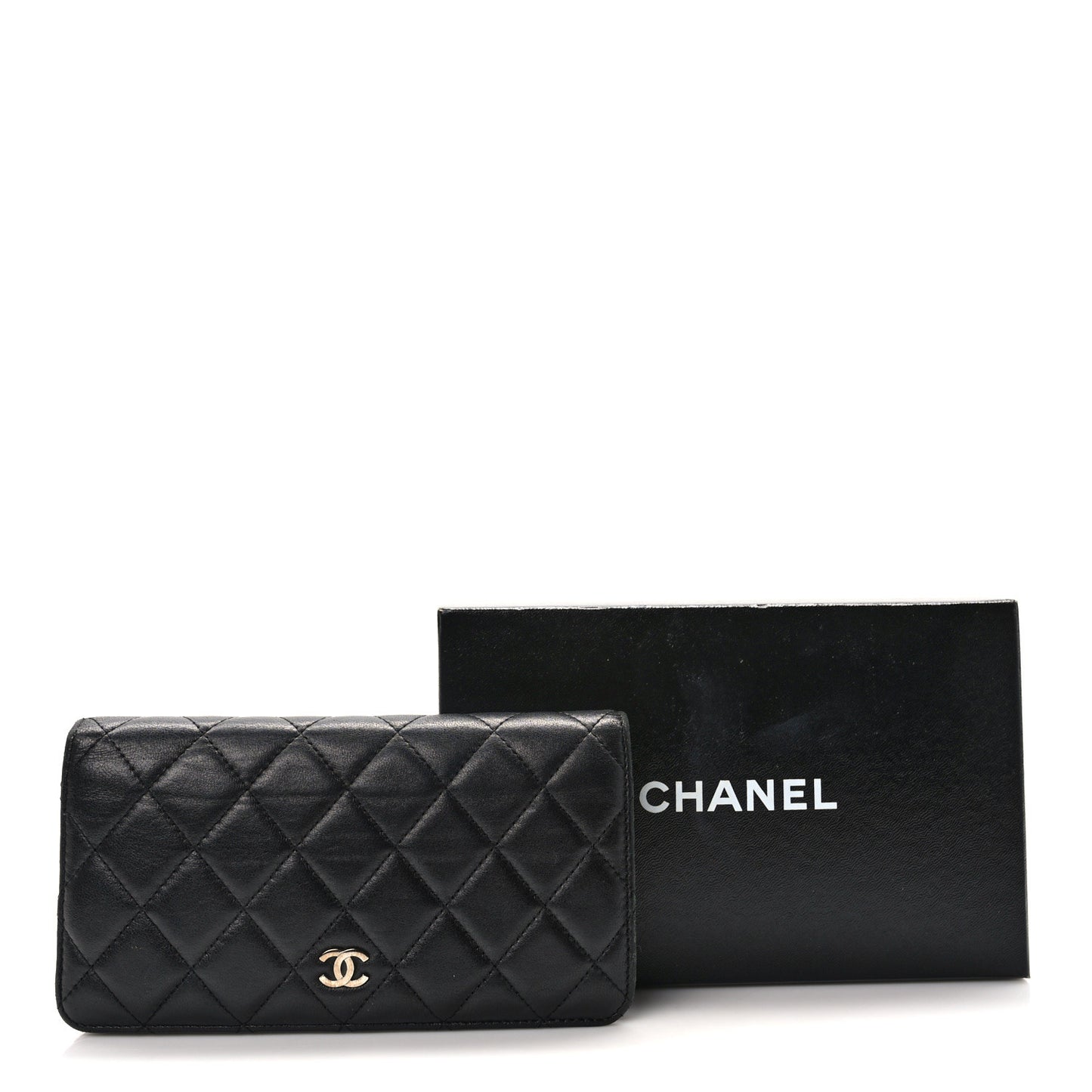 Lambskin Quilted Yen Wallet Black