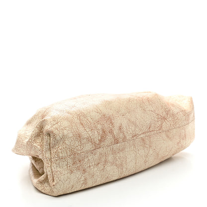 Bottega Veneta Crackled Calfskin The Pouch Oversized Clutch Zabaione 4 of 9