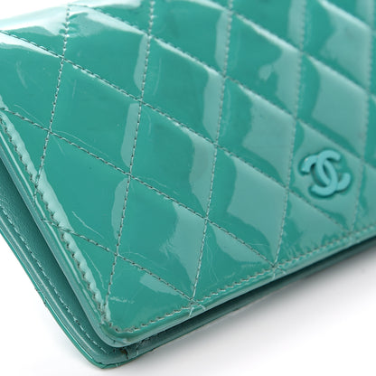 Chanel Patent Quilted Yen Wallet Turquoise 11 of 14