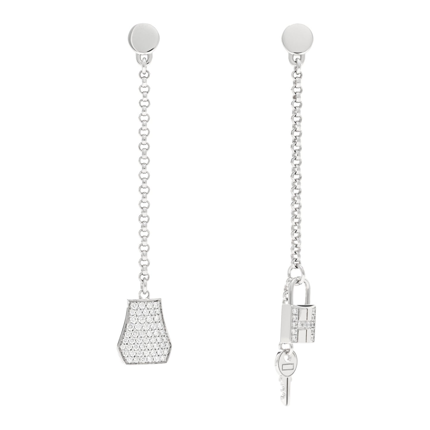 18K White Gold Diamond Kelly Clochette Drop Earrings