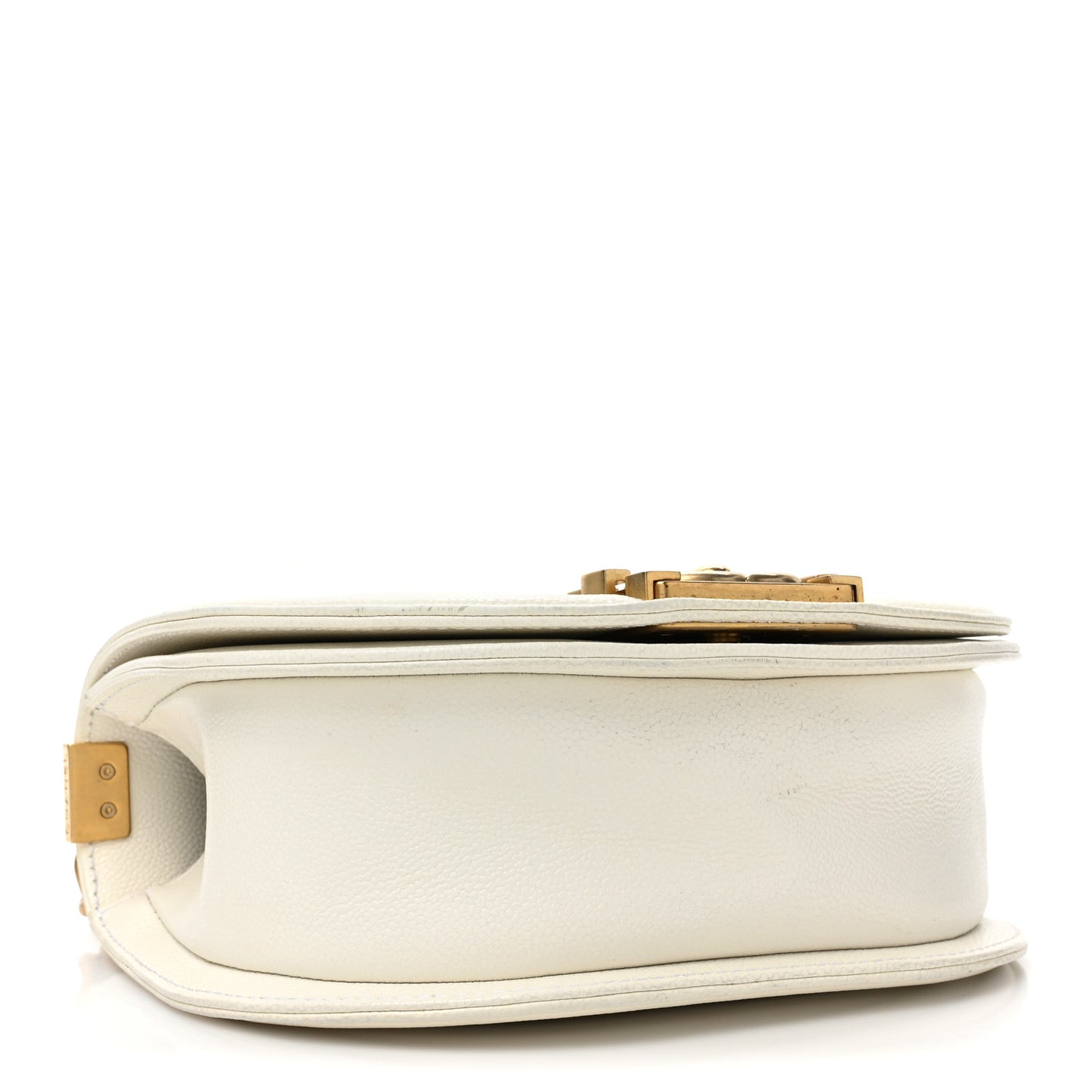 Caviar Quilted Small Boy Messenger Bag White