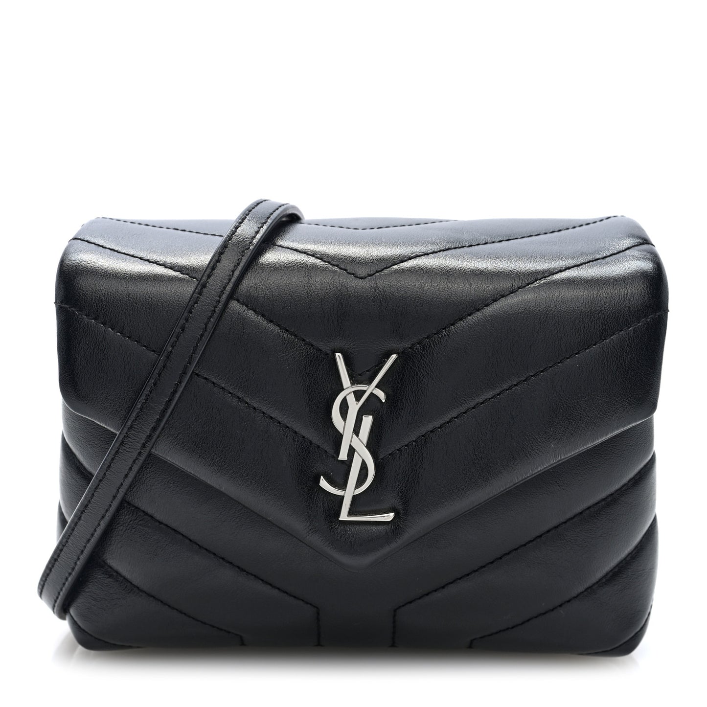 Calfskin Y Quilted Monogram Toy Loulou Crossbody Bag Black