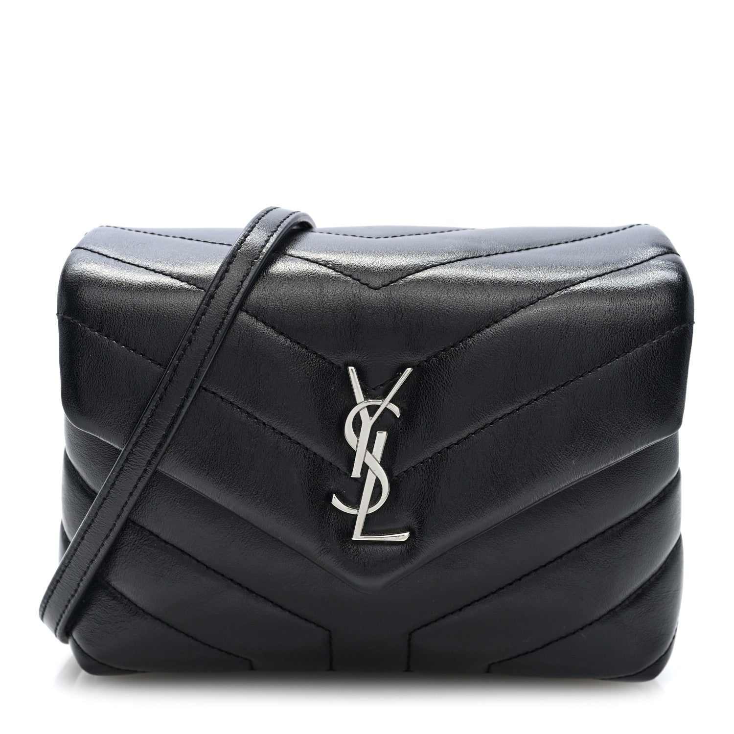 Saint Laurent Calfskin Y Quilted Monogram Toy Loulou Crossbody Bag Black 1 of 10