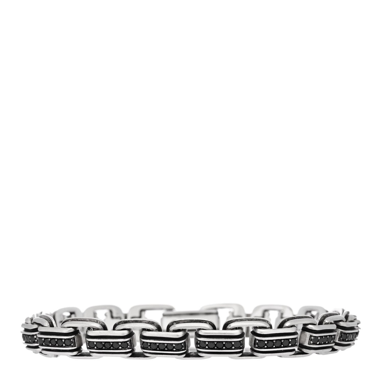 David Yurman Sterling Silver Black Diamond Deco Pave Chain Link Bracelet 1 of 4
