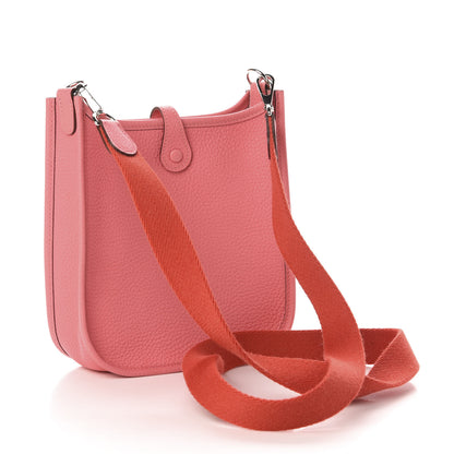 Hermes Taurillon Clemence Amazone Evelyne TPM Rose Azalee Rouge Pivoine 3 of 11
