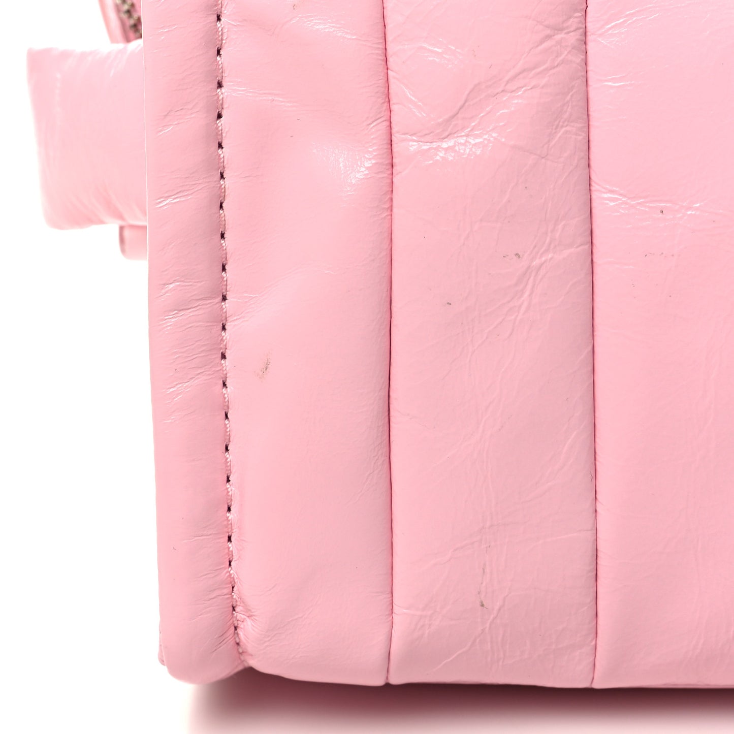 Shiny Crinkled Calfskin Mini The Tote Bag Pink