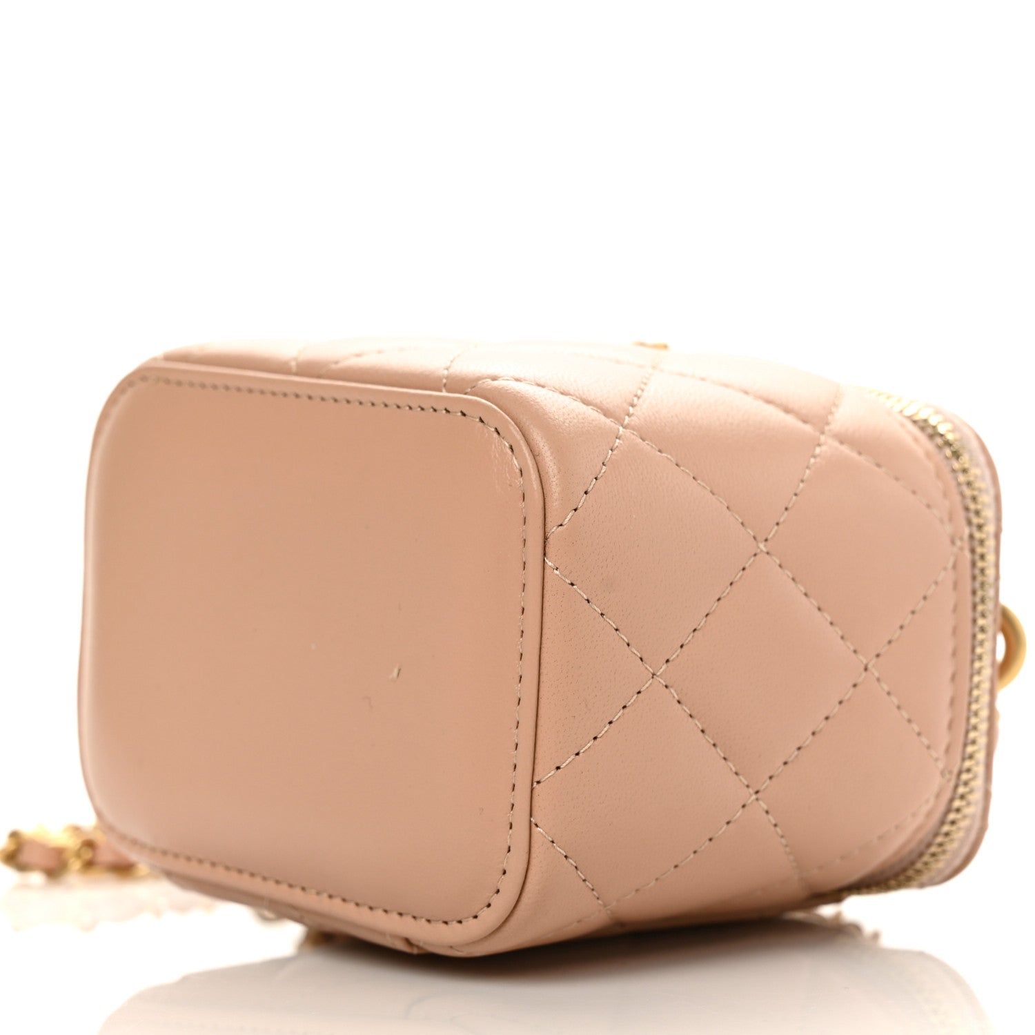 Chanel Lambskin Quilted Top Handle Mini Vanity Case With Chain Beige 9 of 9