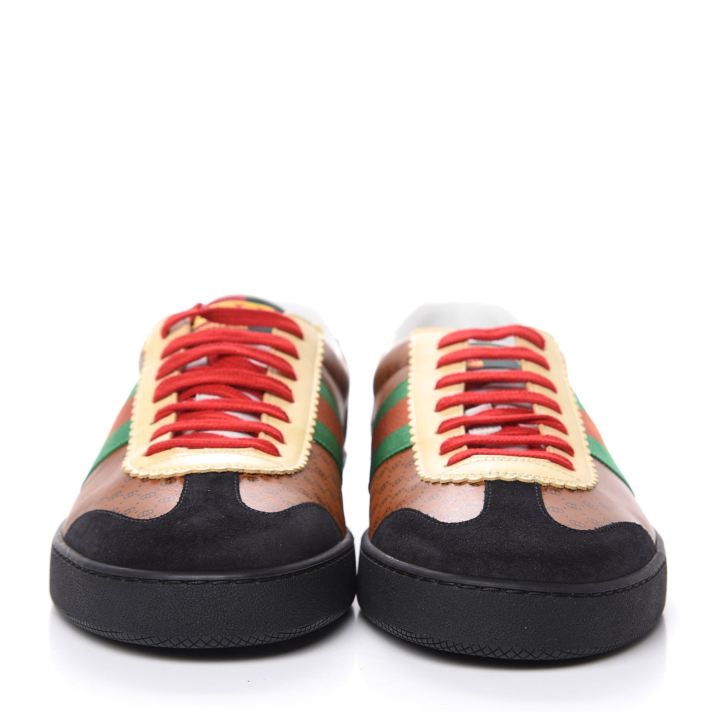 X DAPPER DAN Calfskin Suede GG Micro Monogram Mens G74 Sneakers 12.5 Black Cuir Burro