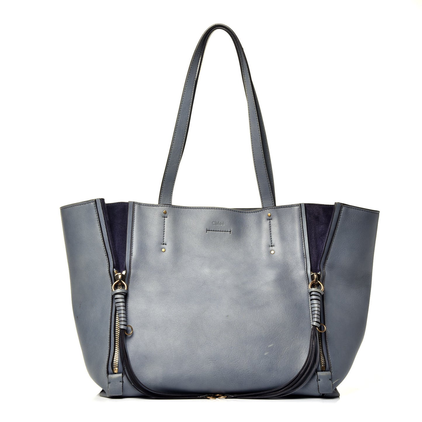 Smooth Calfskin Medium Milo Shopping Tote Cloudy Blue