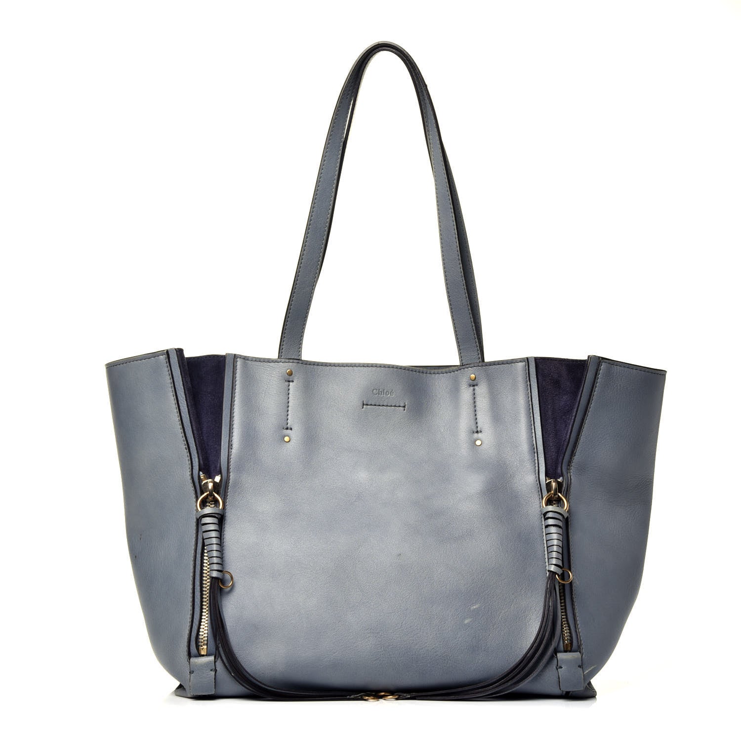 Chloe Smooth Calfskin Medium Milo Shopping Tote Cloudy Blue 1 of 9