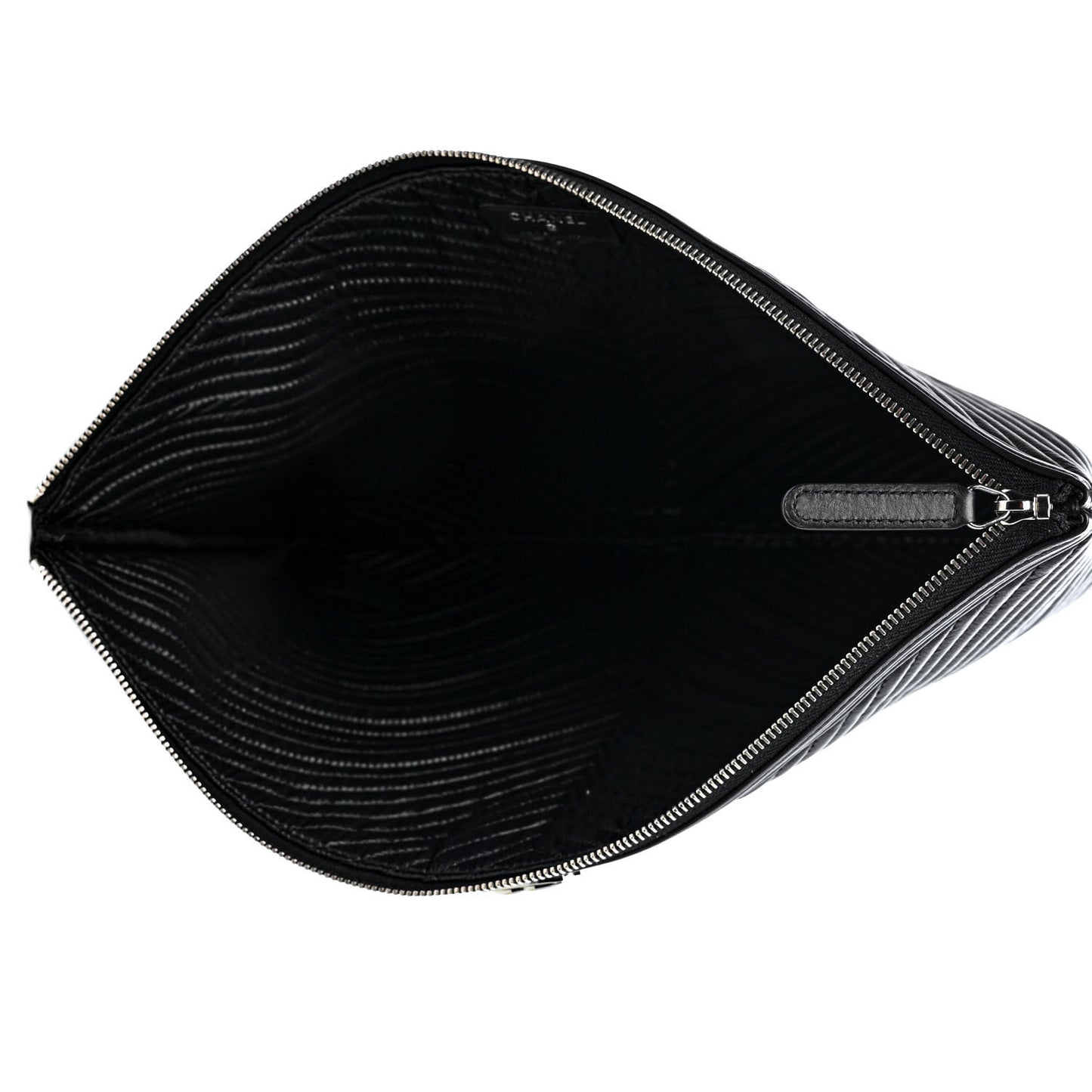 Caviar Chevron Quilted Large Boy Cosmetic Case Black