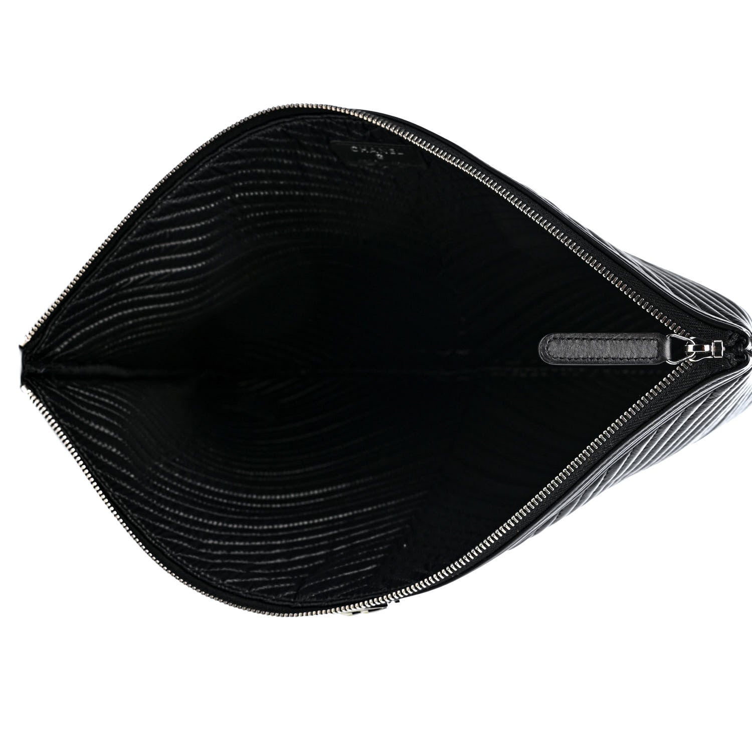 Chanel Caviar Chevron Quilted Large Boy Cosmetic Case Black 5 of 9