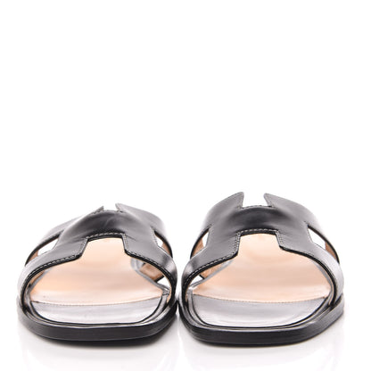 Hermes Box Calfskin Oran Sandals 39 Black 2 of 12