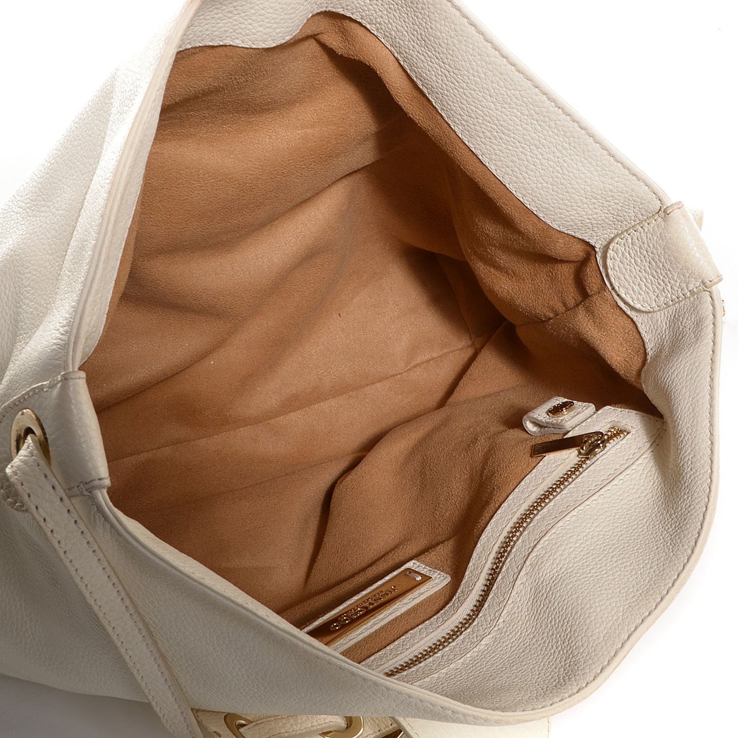Grainy Calfskin Small Rachel Shoulder Bag White