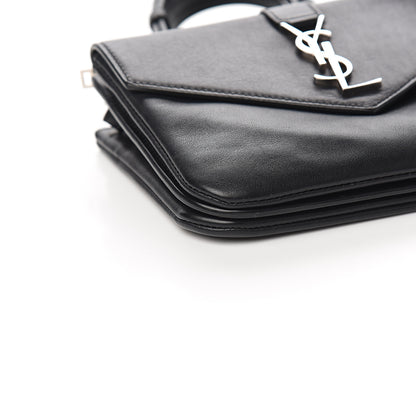 Saint Laurent Calfskin Monogram Tri Pocket Crossbody Bag Black 8 of 10