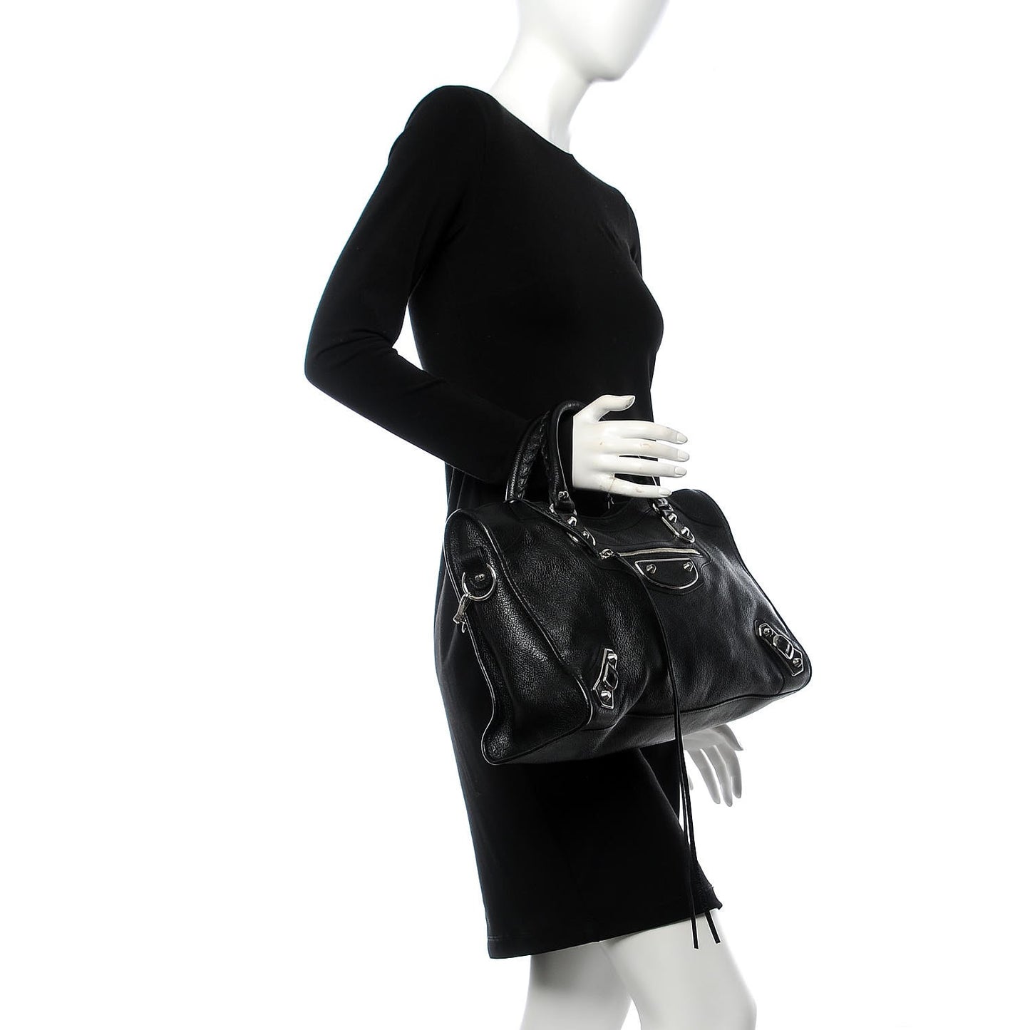 Chevre Silver Metallic Edge Hardware City Black