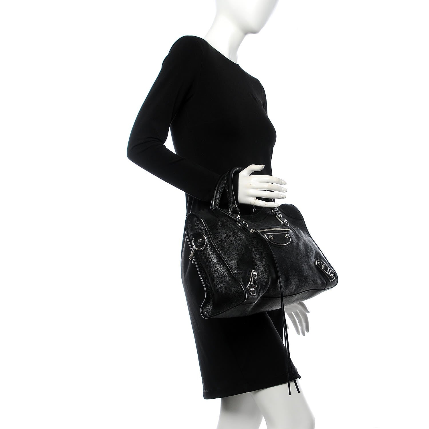 Balenciaga Chevre Silver Metallic Edge Hardware City Black 2 of 8