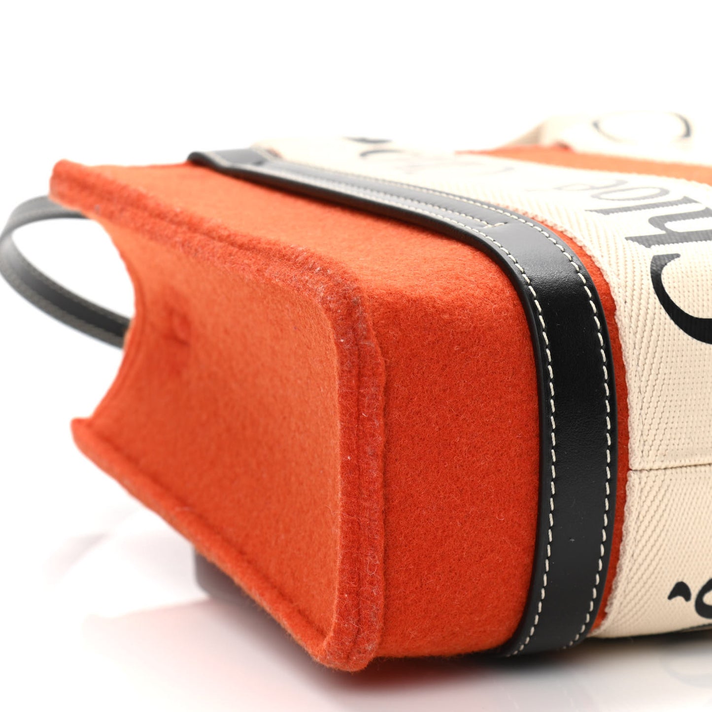 Felt Calfskin Small Woody Ribbon Tote With Strap Orange