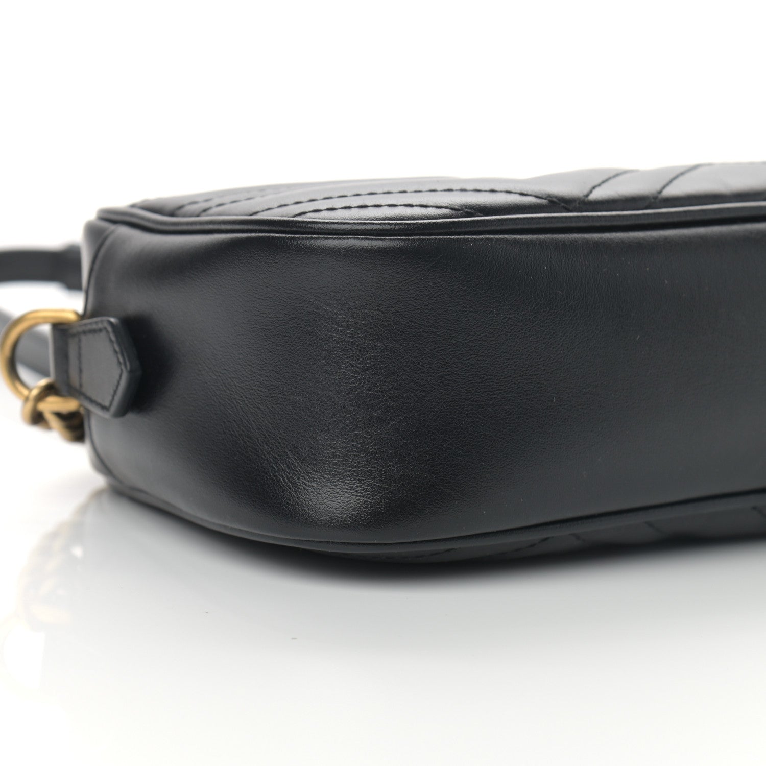 Gucci Calfskin Matelasse Small GG Marmont Chain Shoulder Bag Black 9 of 12