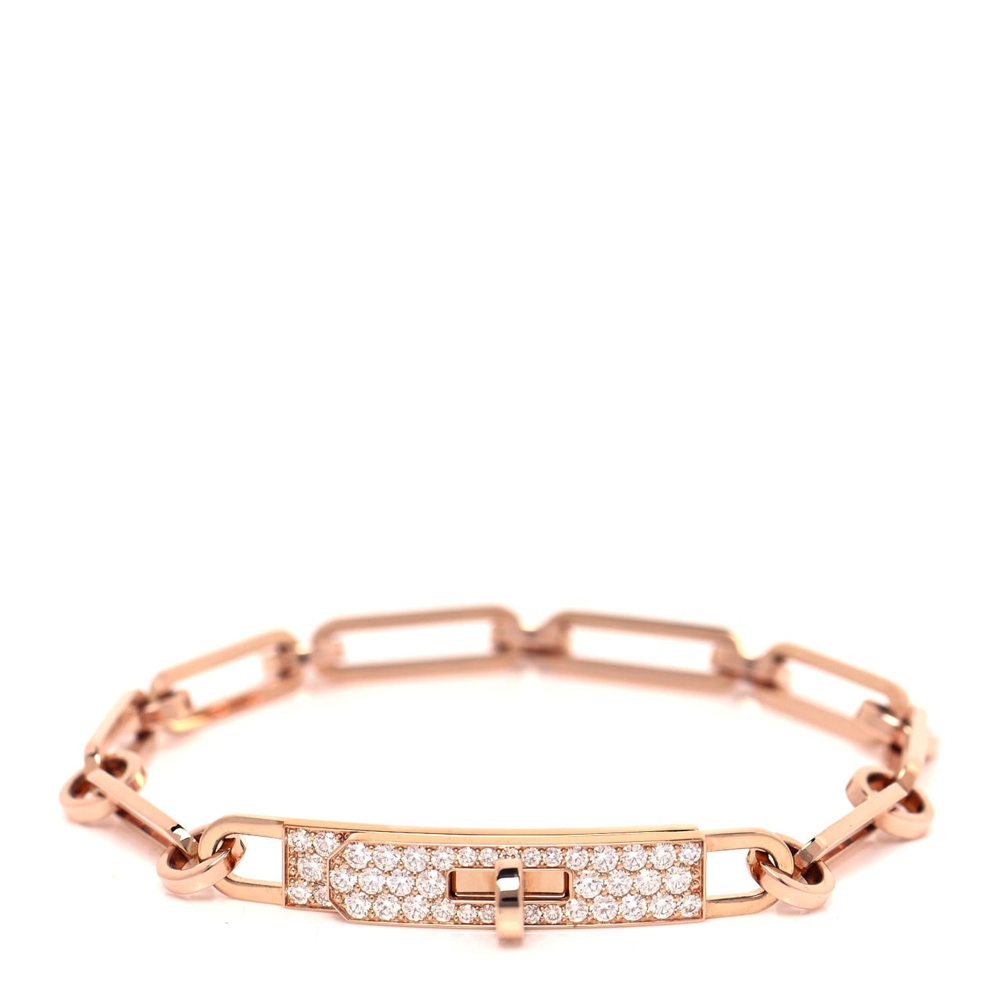 18K Rose Gold Diamond Pave PM Kelly Chaine Bracelet SH