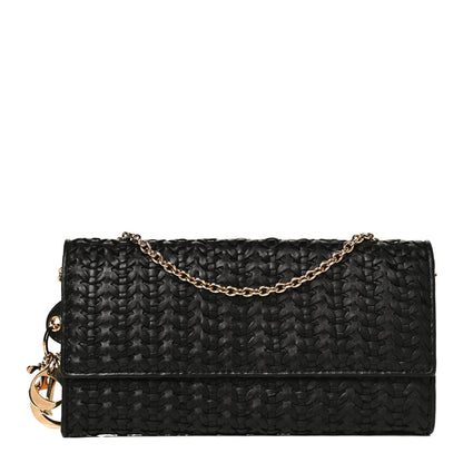 Christian Dior Woven Lady Dior Rendezvous Wallet On Chain Black 1 of 10