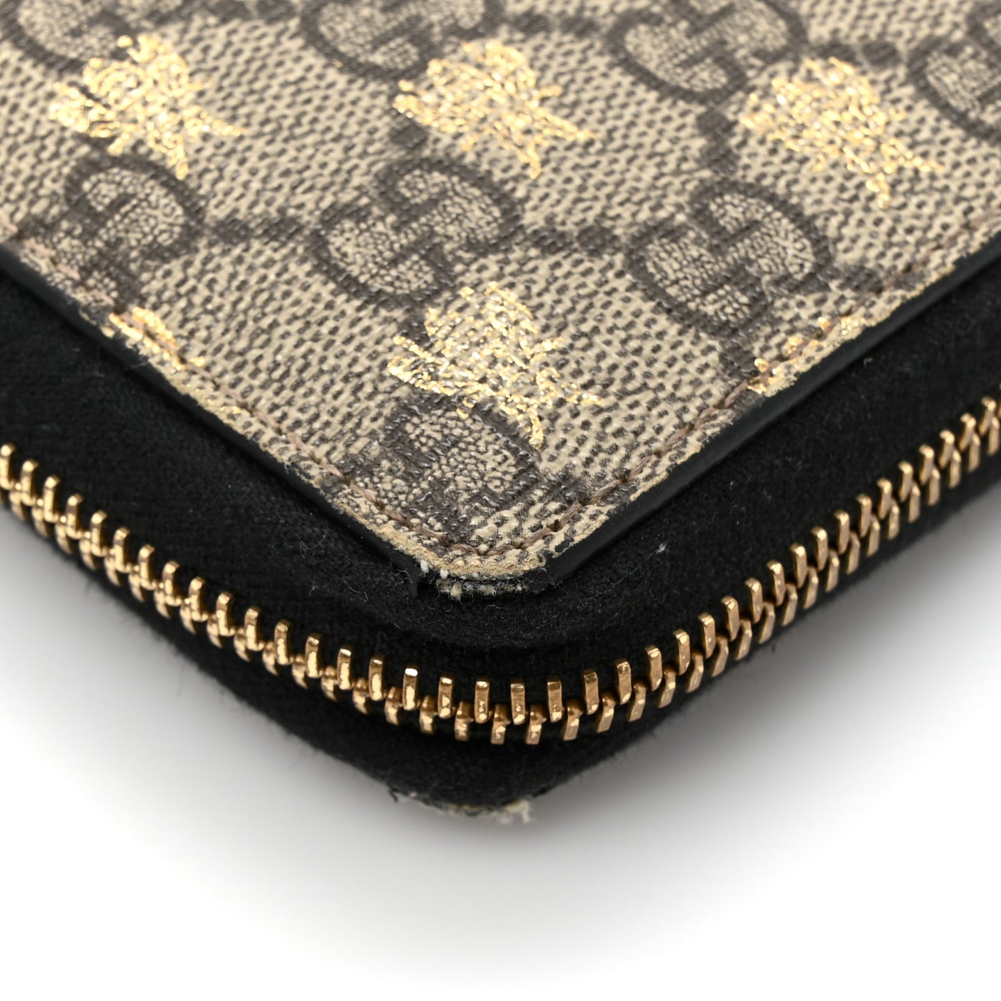 GG Supreme Monogram Bees Zip Around Wallet