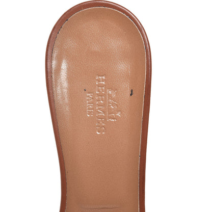 Hermes Calfskin Oasis Sandals 37.5 Gold 9 of 12