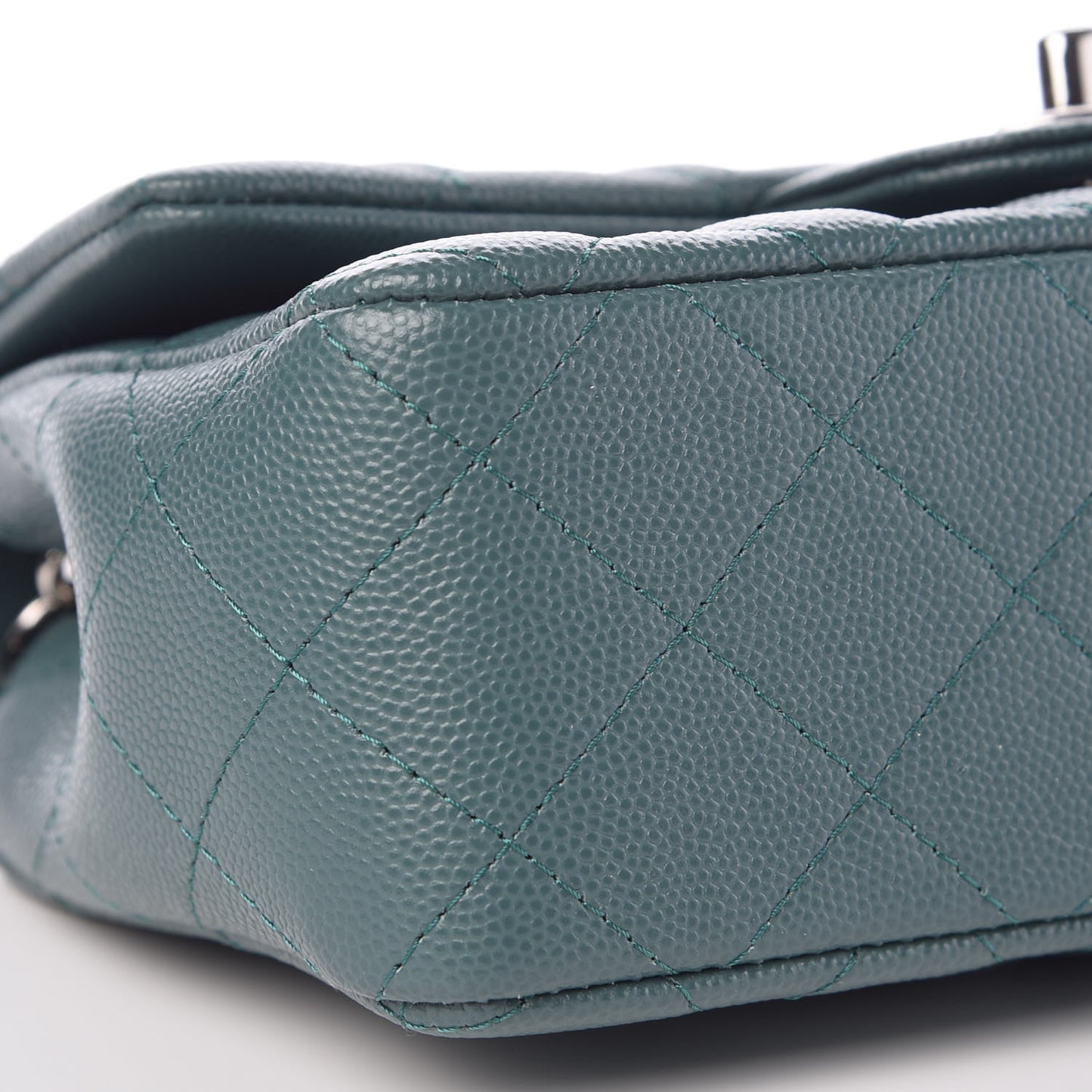 Caviar Quilted Mini Rectangular Flap Dark Green