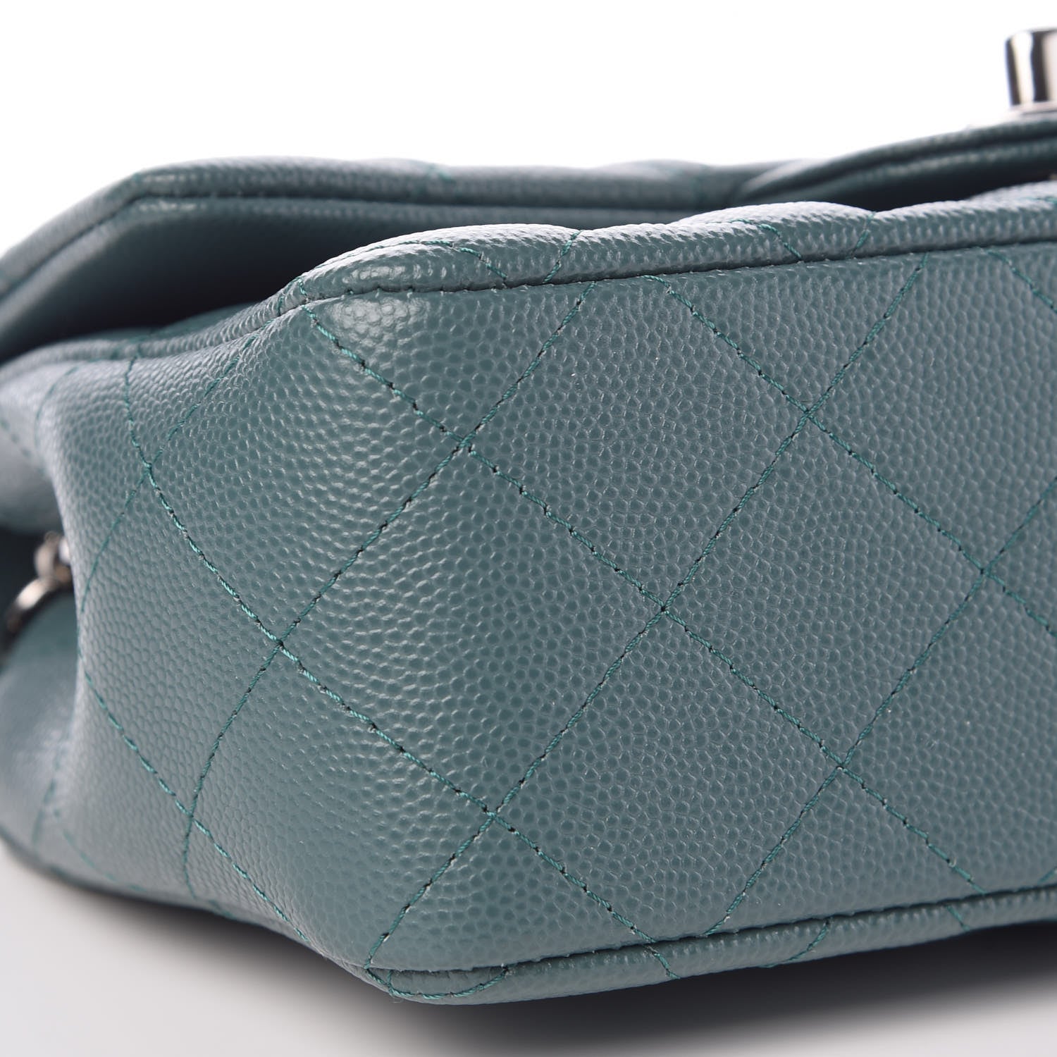 Chanel Caviar Quilted Mini Rectangular Flap Dark Green 9 of 10