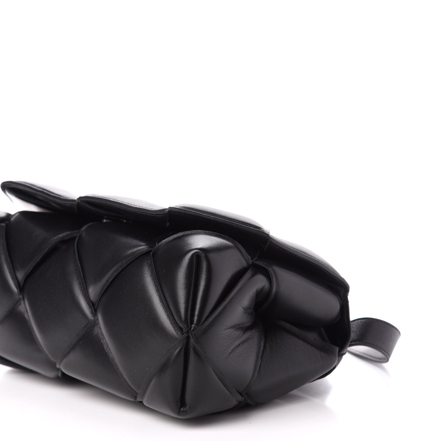 Nappa Intreccio Padded Top Handle Shoulder Bag Black