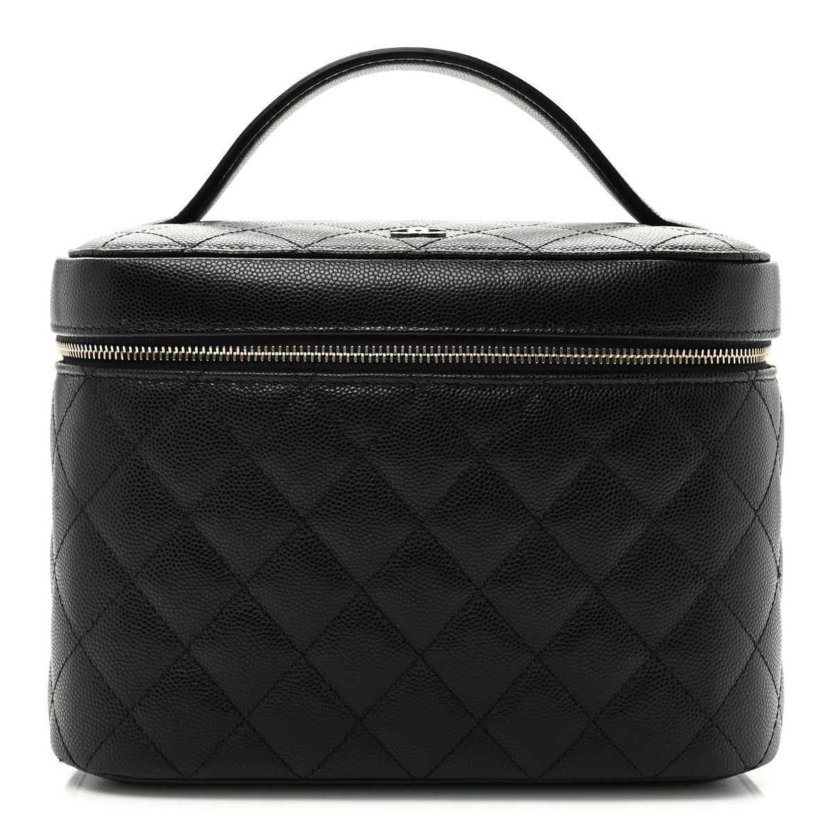 Caviar Quilted Large Vanity Pouch Black