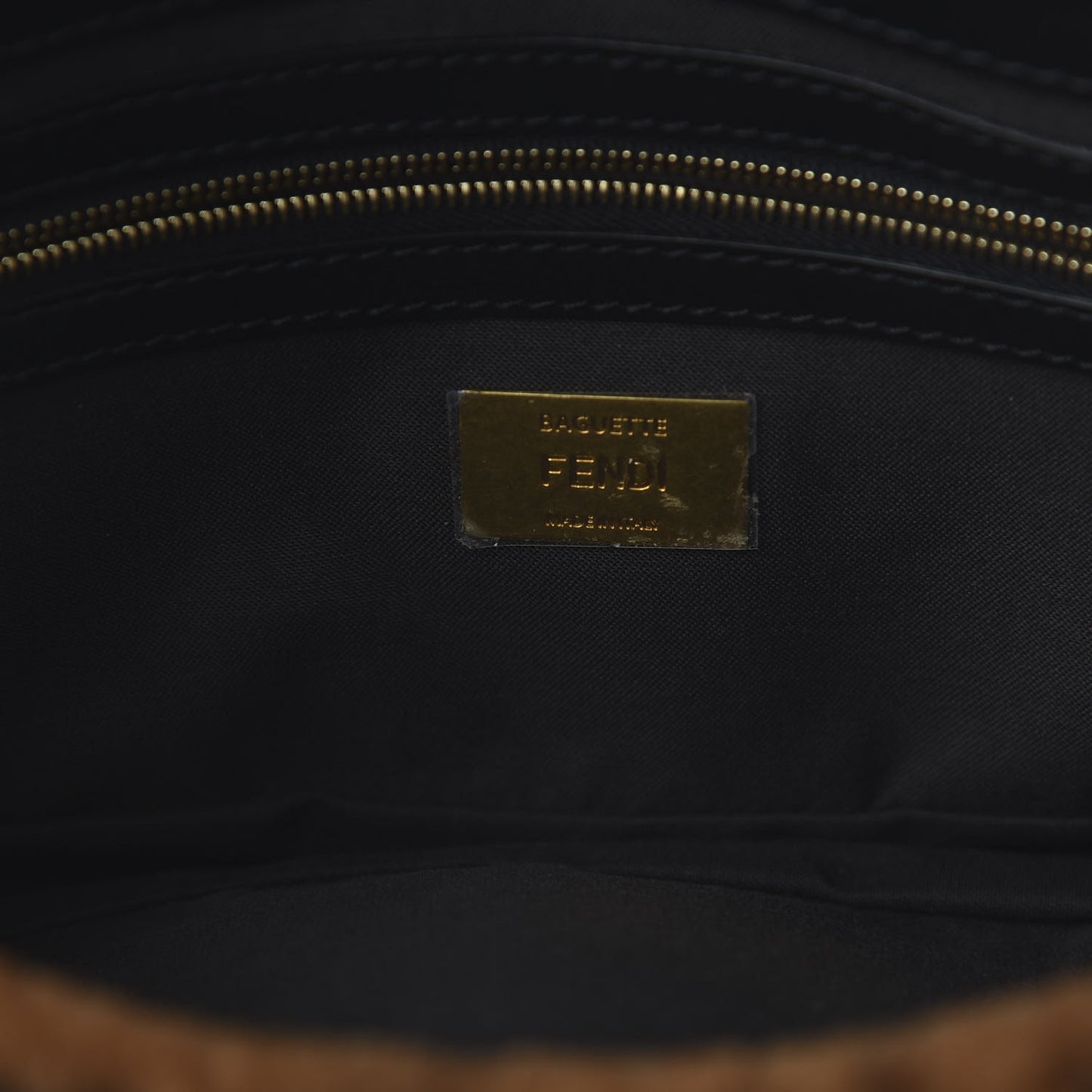 Shearling Vitello Dolce Macro FF 1974 Baguette Tobacco Black