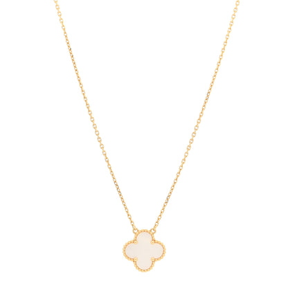 Van Cleef & Arpels 18K Yellow Gold Mother of Pearl Vintage Alhambra Pendant Necklace 1 of 6