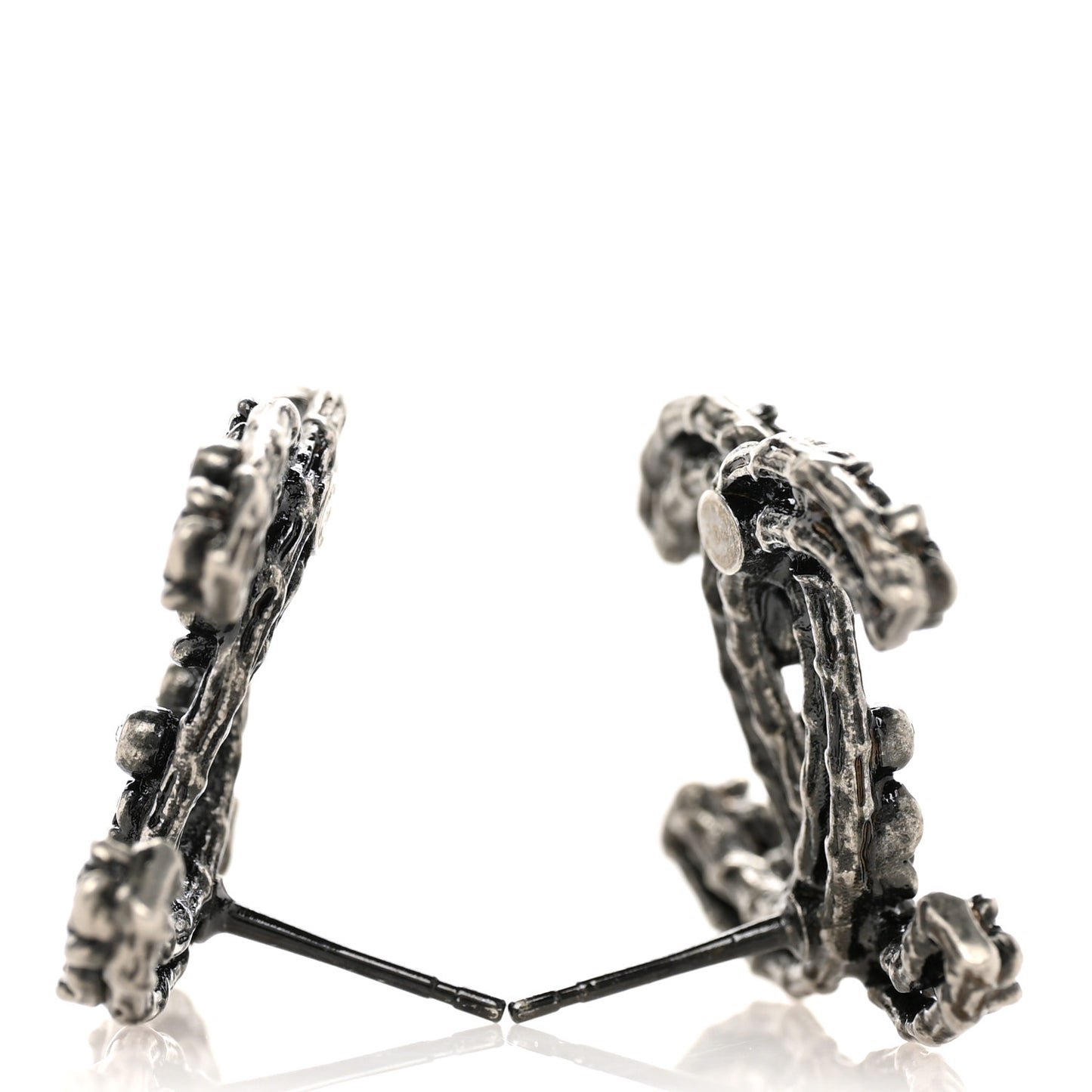 Crystal Ruthenium CC Camelia Earrings Black