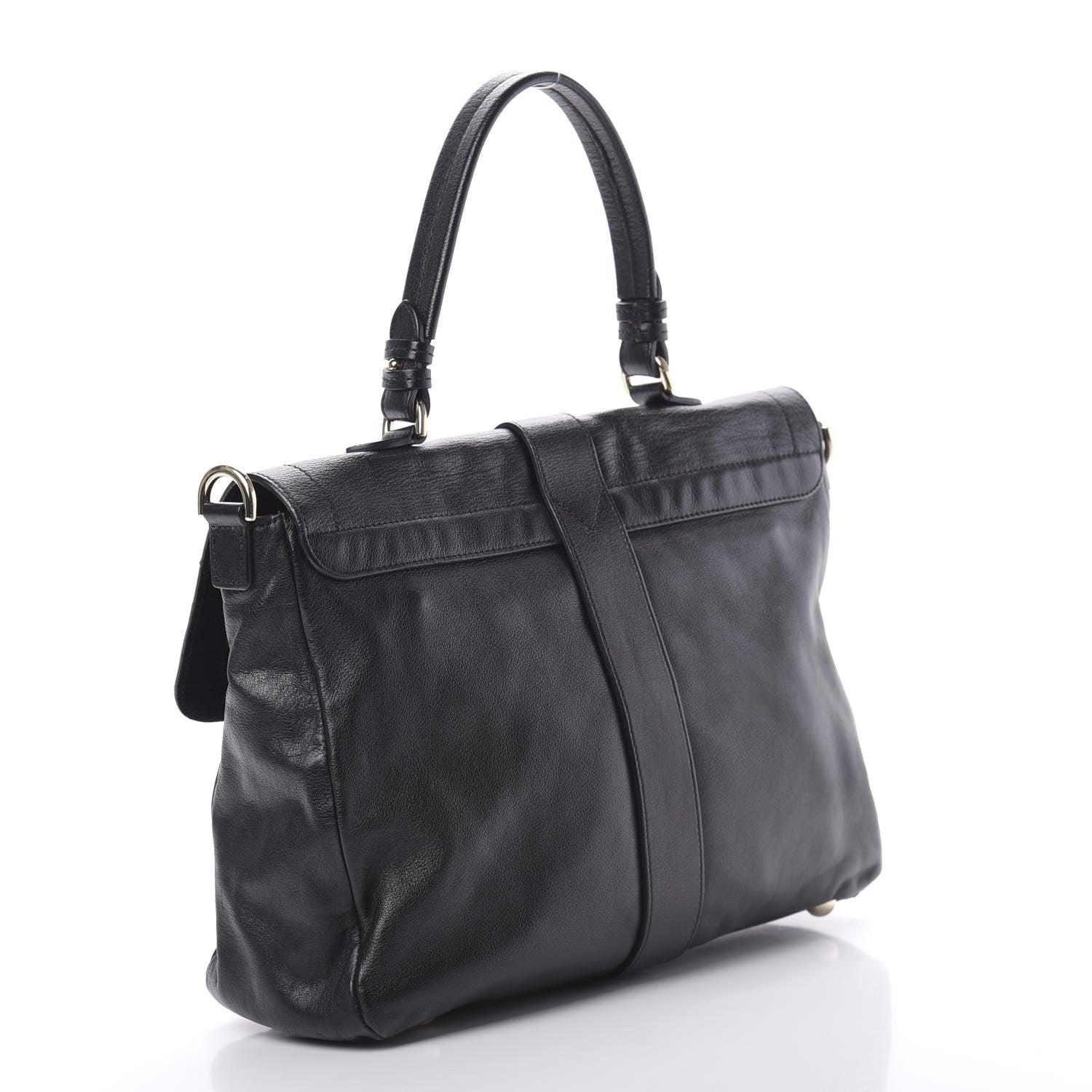 Mulberry Calfskin Push Lock Satchel Black 3 of 15