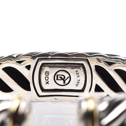 David Yurman Sterling Silver 18K Yellow Gold 15mm Sculpted Cable Cuff Bracelet 4 of 5