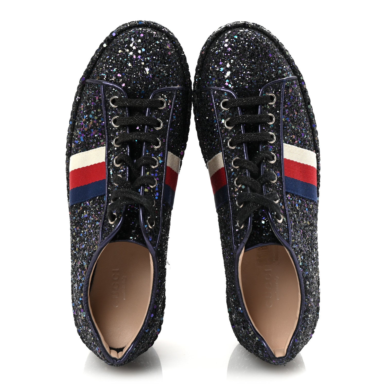Gucci Glitter Womens Peggy Platform Sneakers 39 Purple 2 of 9