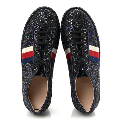 Gucci Glitter Womens Peggy Platform Sneakers 39 Purple 2 of 9