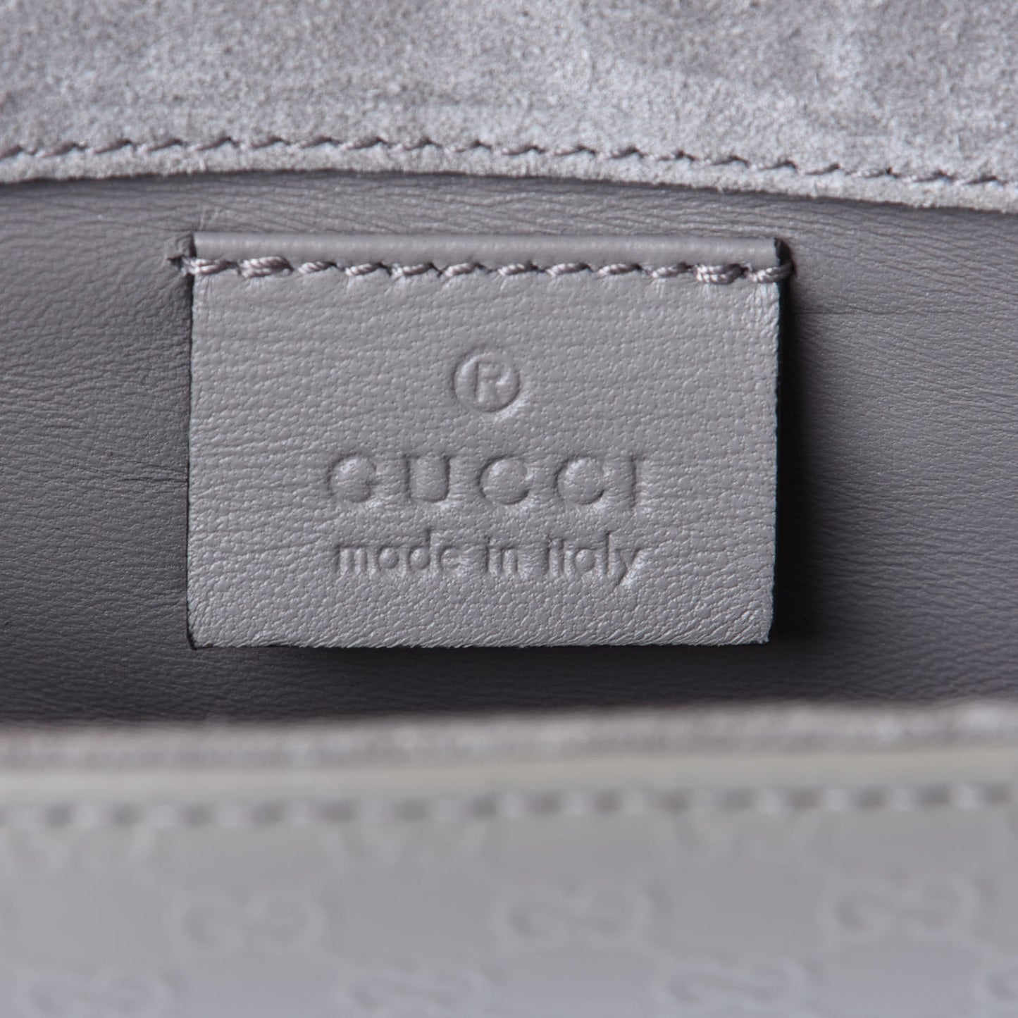 Patent Microguccissima Small Broadway Clutch Grey
