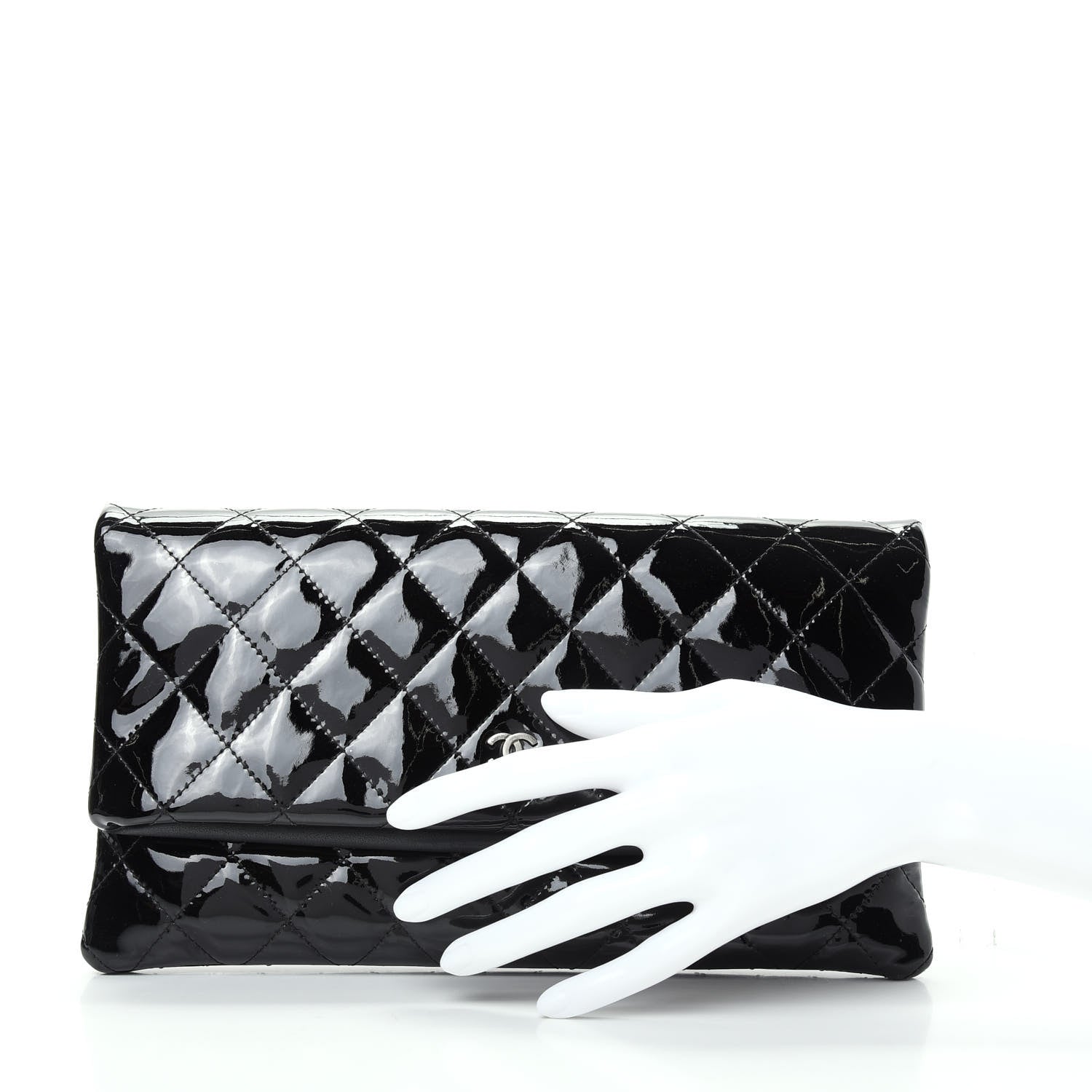 Chanel Patent Calfskin Quilted Beauty CC Clutch Black 2 of 8