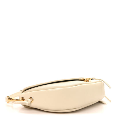 Celine Supple Shiny Lambskin Little Halfmoon Soft Triomphe White Cotton 4 of 9