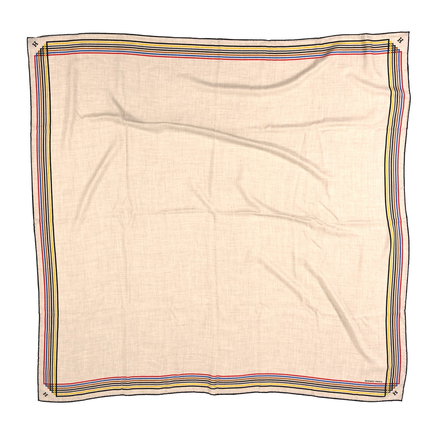 Cashmere Silk Encadre Liste Au Fil Shawl 140 Naturel Black Jaune