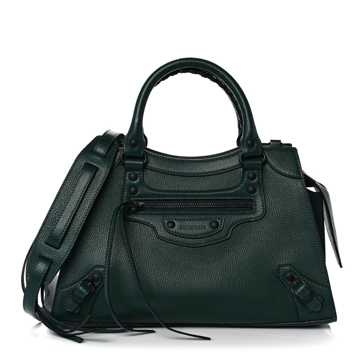 Grained Calfskin Neo Classic Matte Black Hardware S City Forest Green