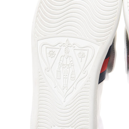 Gucci Calfskin Web Tiger Embroidered Womens Ace Sneakers 34.5 White 6 of 8