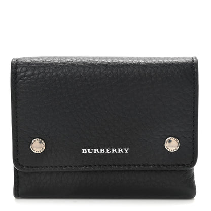 Burberry Grained Calfskin Tri-Fold Compact Wallet Black 1 of 8